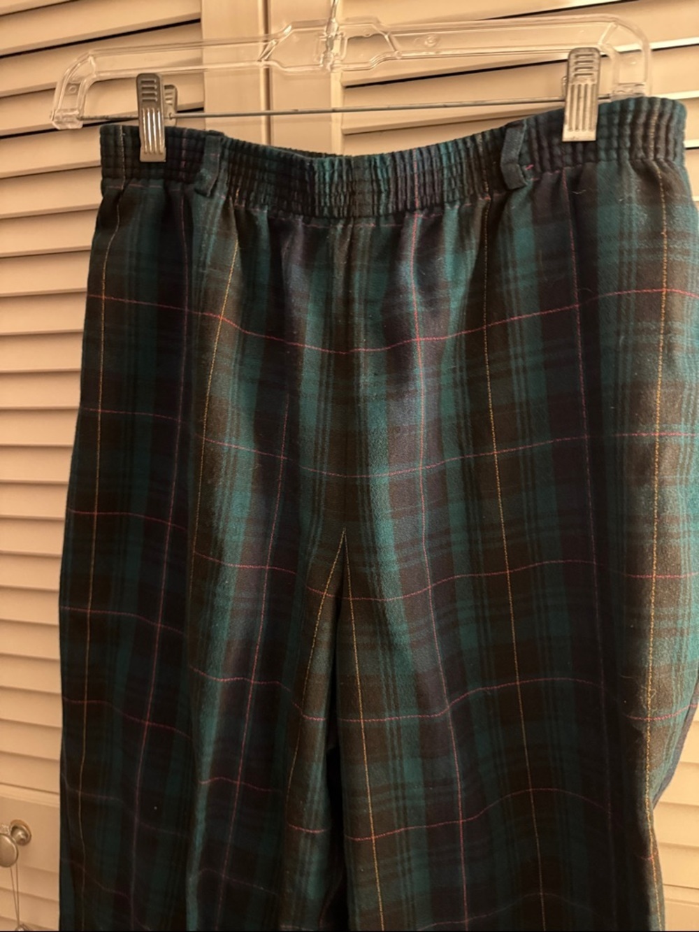 Vintage Plaid Green Striped Linen Pants Size Unknown GUC - Picture 2 of 3